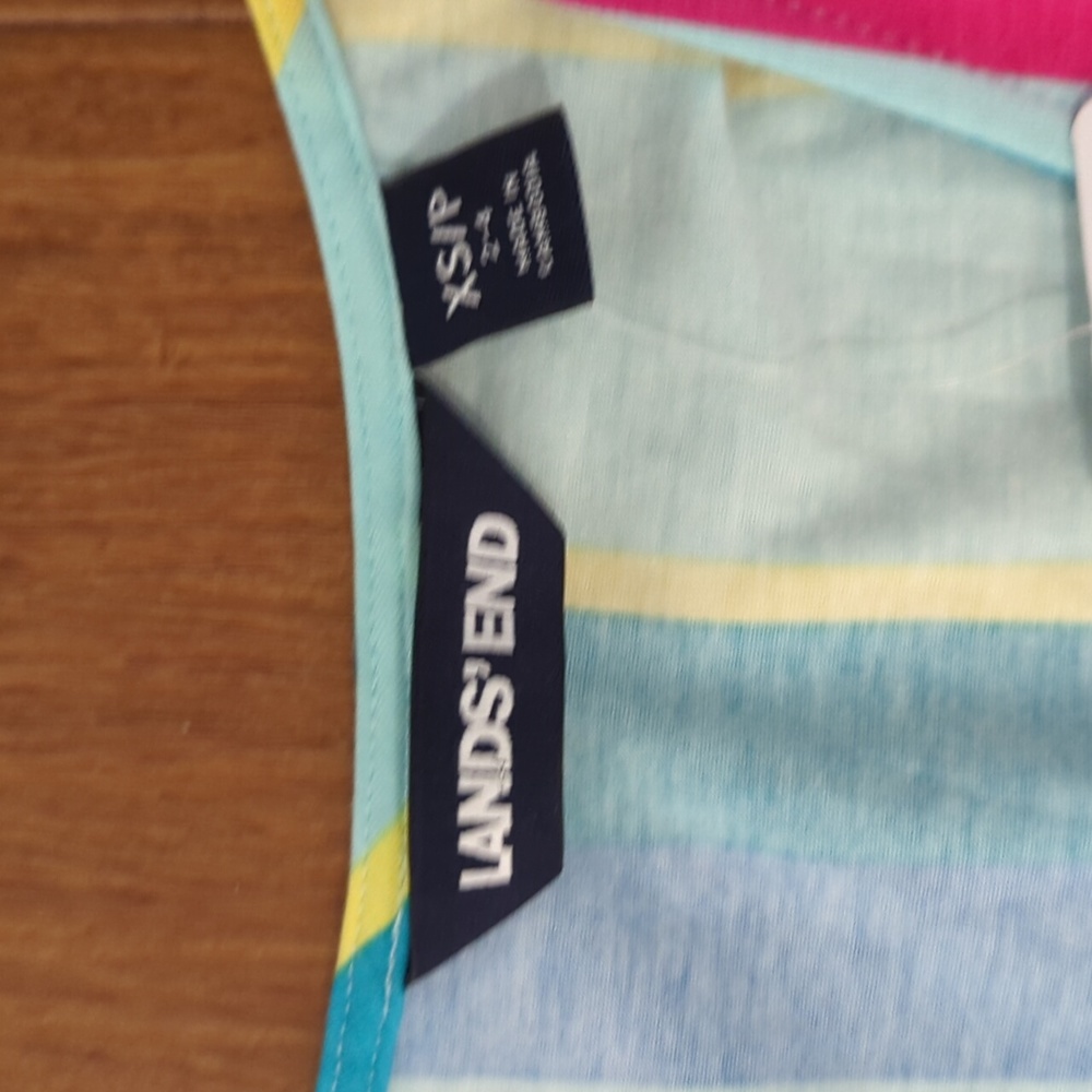 Lands' End Sleeveless Tiered Rainbow Max Dress Petite Size XSP - Picture 3 of 10